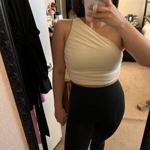 Cream asymmetrical crop top